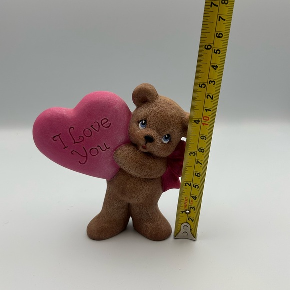 Hand-Painted Ceramic Brown Teddy Bear With Pink “I Love You” Heart Decor - Picture 6 of 7